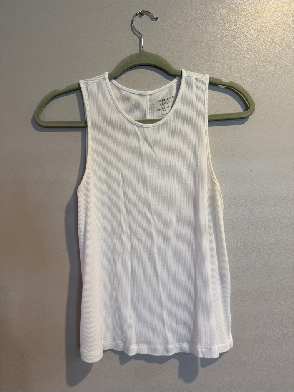 American Eagle Outfitters White Ribbed Scoop Neck Tank
